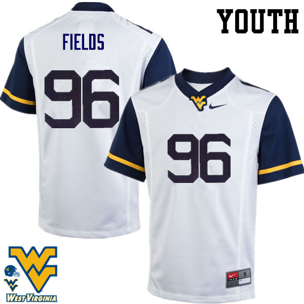 NCAA Youth Jaleel Fields West Virginia Mountaineers White #96 Nike Stitched Football College Authentic Jersey PW23W83NY